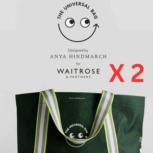 2 x BAGS - ANYA HINDMARCH UNIVERSAL x WAITROSE TOTE BAG/SHOPPER LIMITED EDITION